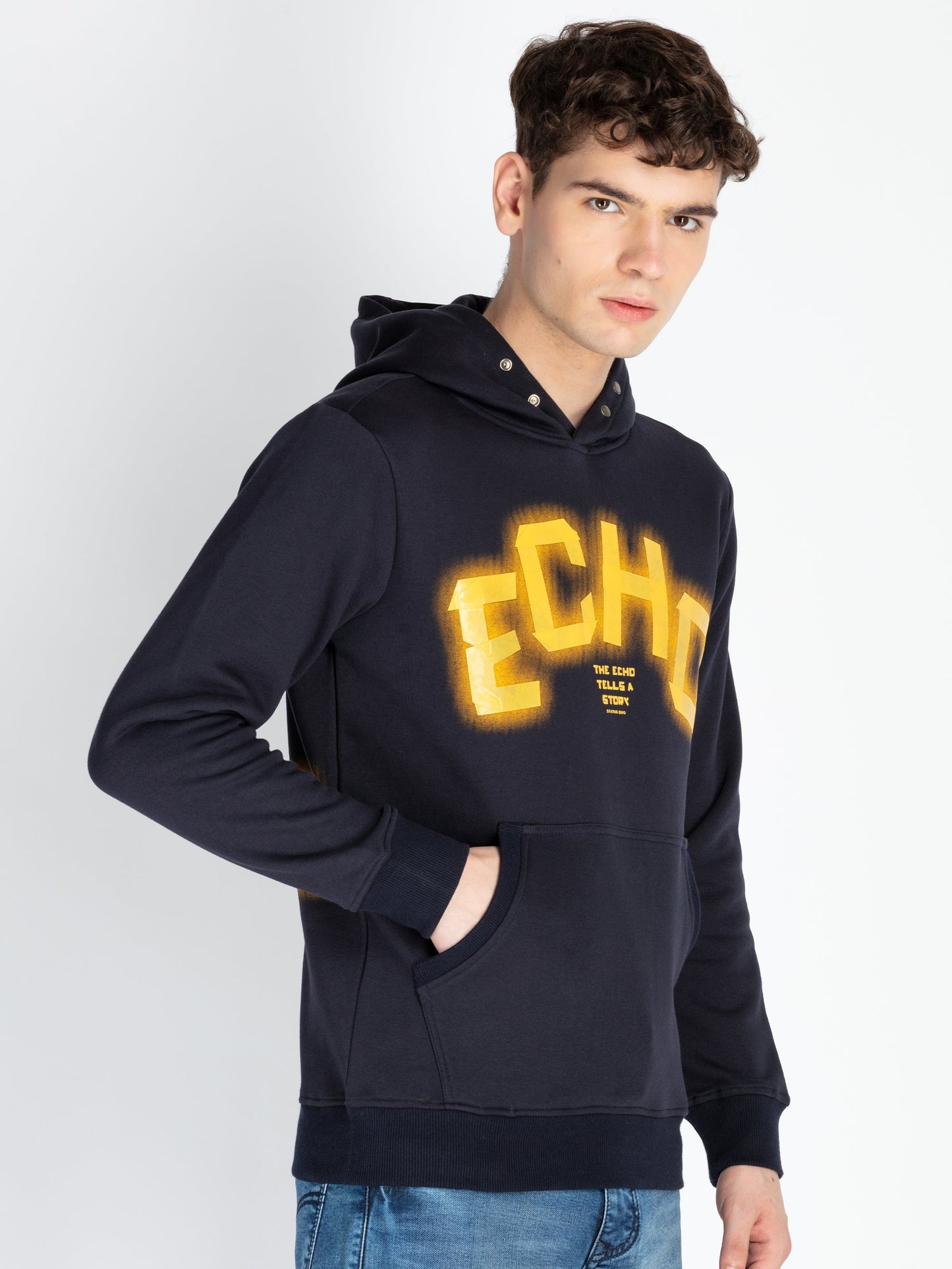 Mens Solid Hooded Sweatshirt